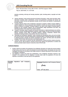 Non-disclosure agreement (NDA) page 2